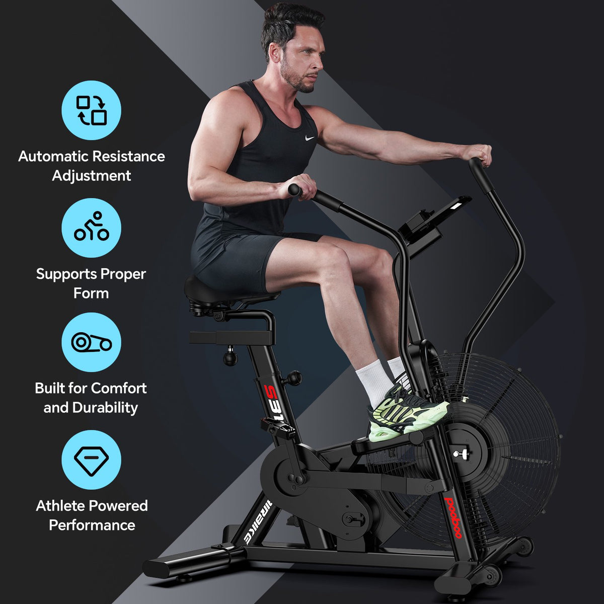 Ergo Fan Workout Bike LNOW Commercial Buil-in Bluetooth Fan