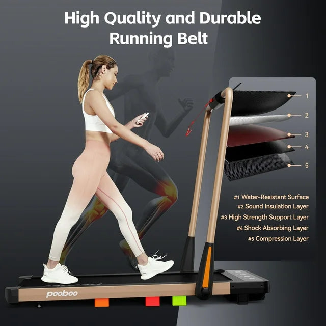 Pooboo 2 in 1 Under Desk Treadmill Brushless Motor 2.5HP Folding