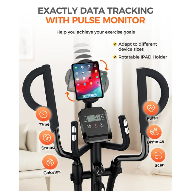 Pooboo Silent Magnetic Elliptical Bike Stationary Exercise Machine for LNOW Sport