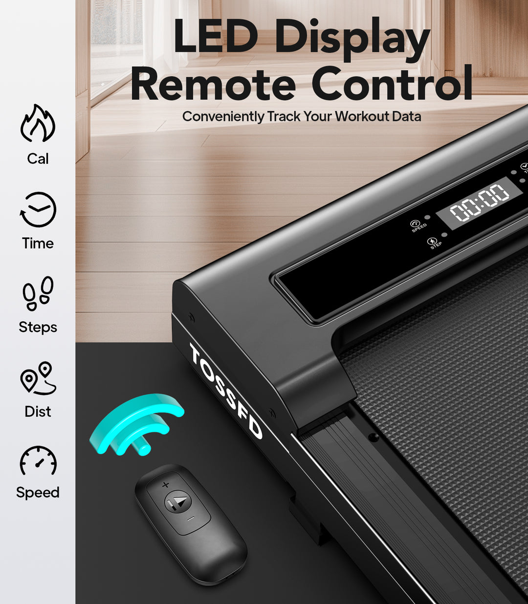 TOSSFD 2.5HP Walking Pad Under Desk Treadmill for Home