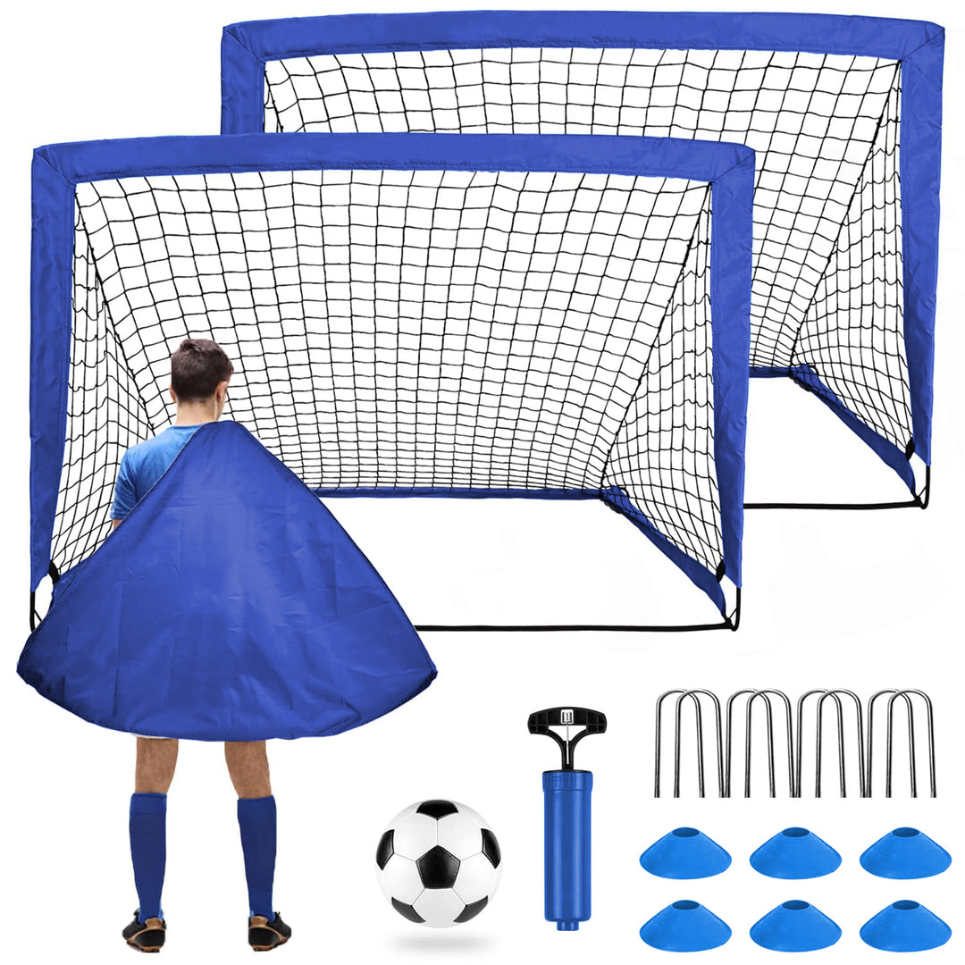pooboo Portable Set of 2 Soccer Goals, 4x3ft Folding Soccer for