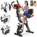 Folding Magnetic Upright Bike W/ Dumbbell & Arm Resistance Bands