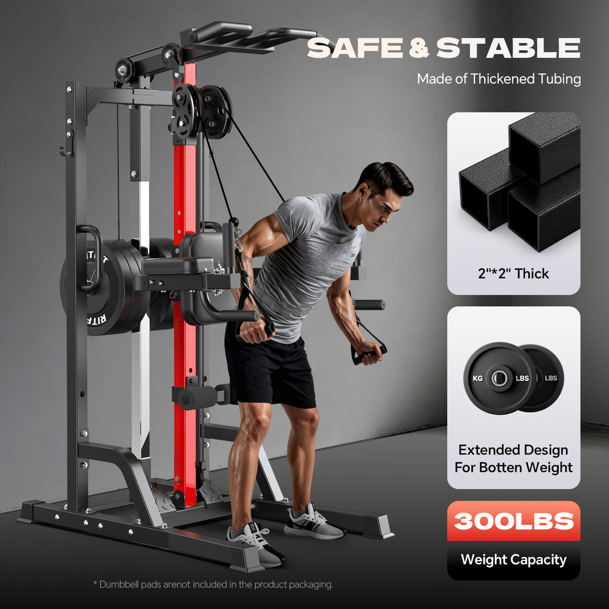 Pooboo Home Gym Cable Machine - High/Low Pulley System for Lat Pulldow ...