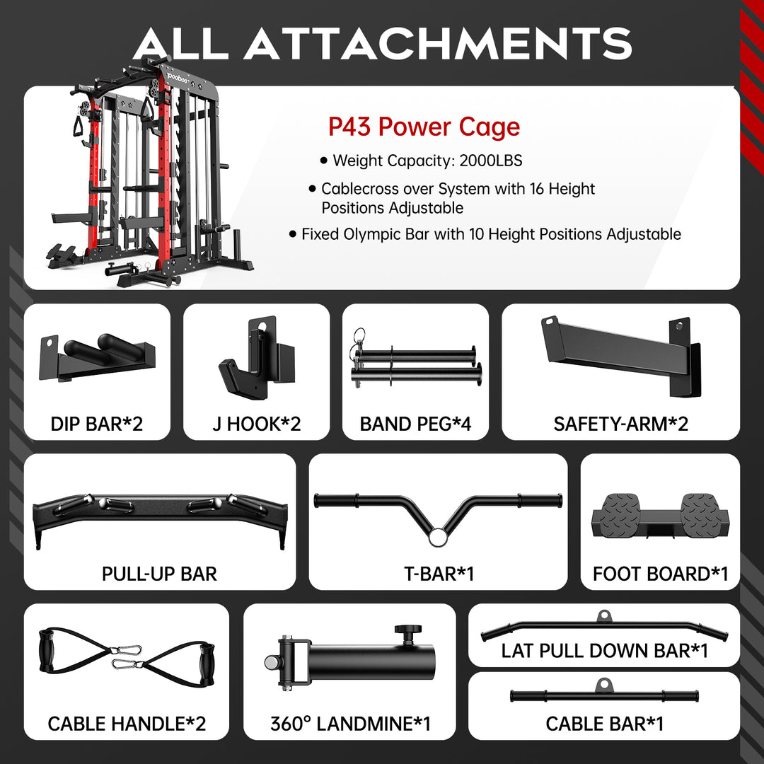1 inch diameter j hook weight bar LNOW Power Cage P43001 Commercial Smith Machine Home Gym – All-in-One – LNOW Sport