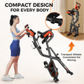 Folding Magnetic Upright Bike W/ Dumbbell & Arm Resistance Bands