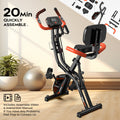 Folding Magnetic Upright Bike W/ Dumbbell & Arm Resistance Bands