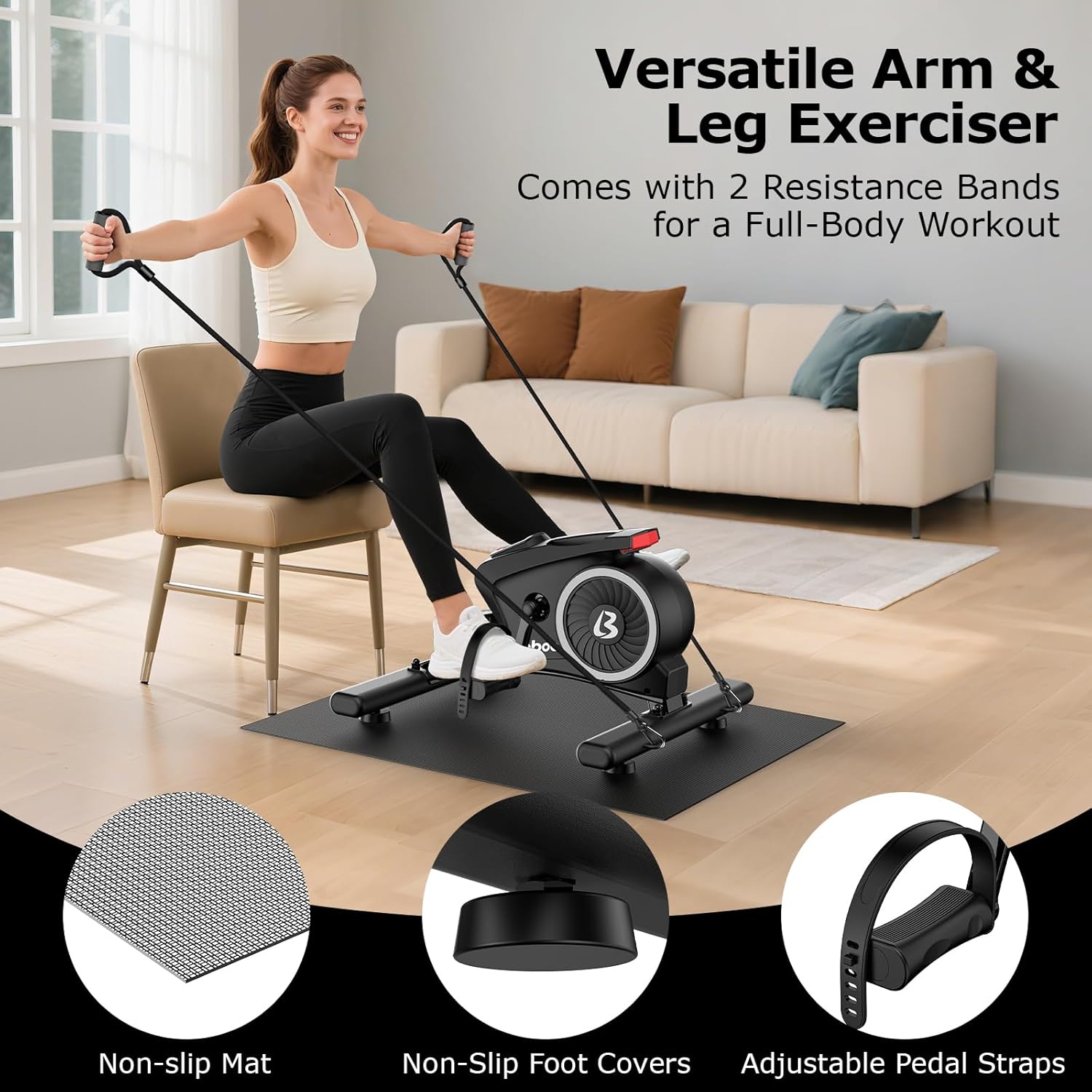 LNOW Magnetic Mini Exercise Bike Under Desk Pedal Exerciser With Non-s – LNOW Sport