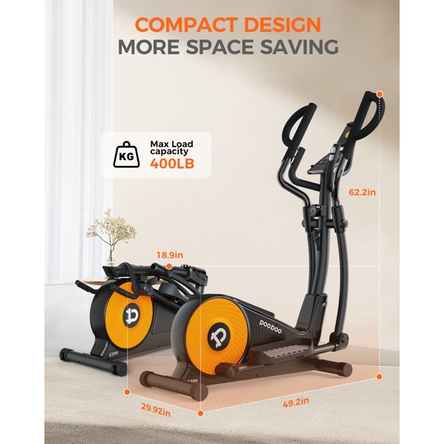 Pooboo Silent Magnetic Elliptical Bike Stationary Exercise Machine for LNOW Sport