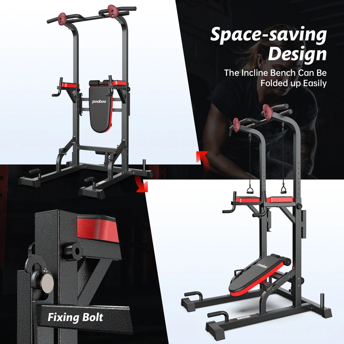 Pooboo Adjustable Body Champ with Incline Bench 480lbs Multifunction P ...