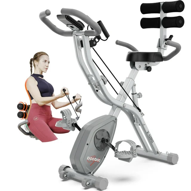 Pooboo Magnetic Exercise Bike - Silent Indoor Cycling Bike With 350lb Capacity, LCD Monitor & Adjustable Seat