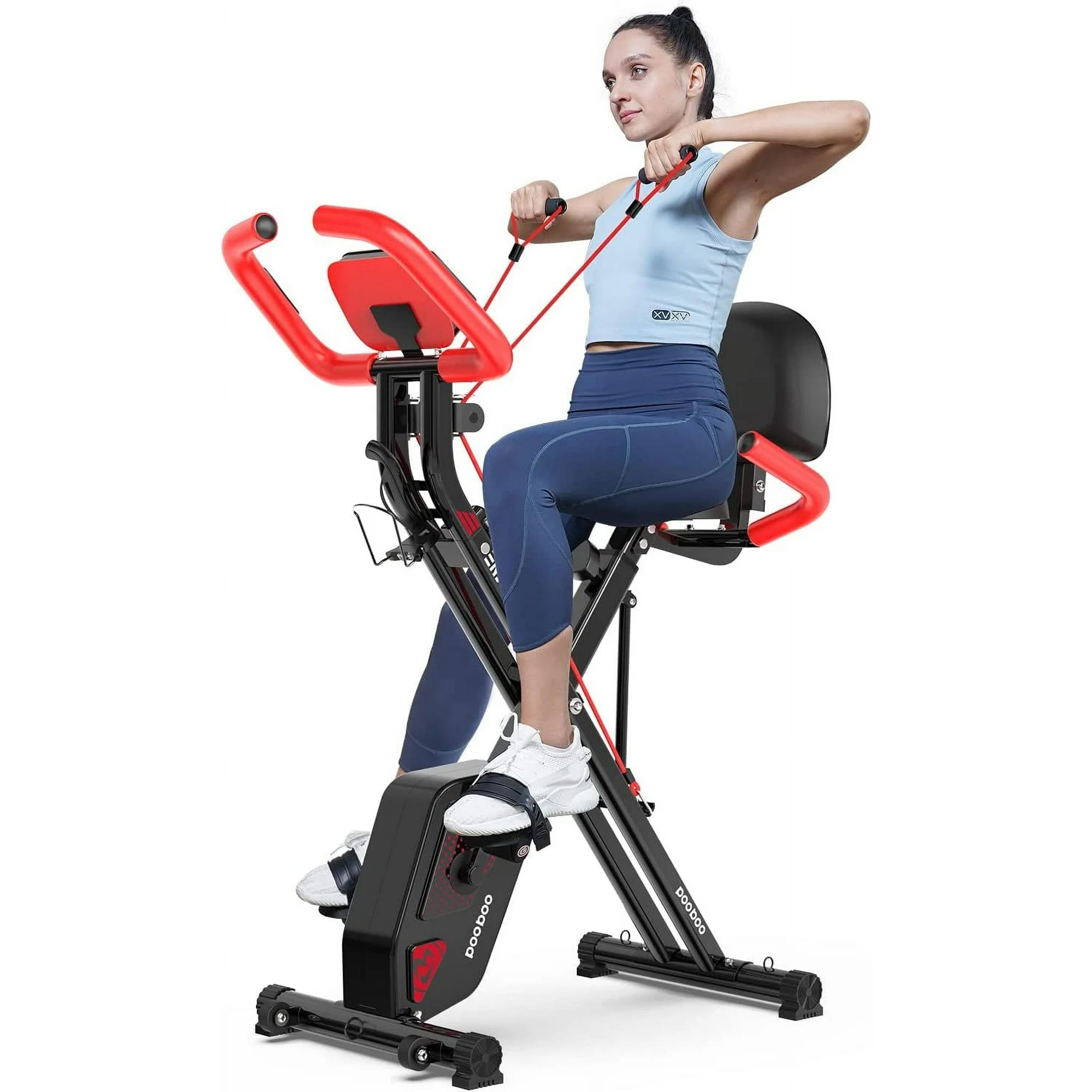 ウエイトトレーニング lily Folding Magnetic Upright Bike W/ Dumbbell & Arm Resistance