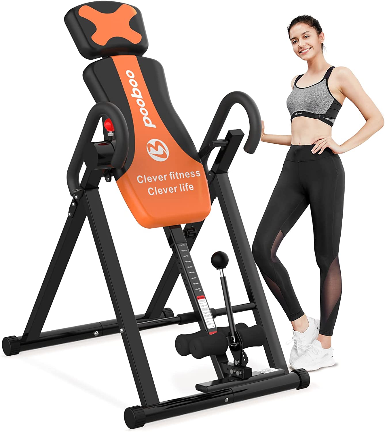 pooboo Inversion Table for Back Pain Relief Heavy Duty Foldable Back S ...