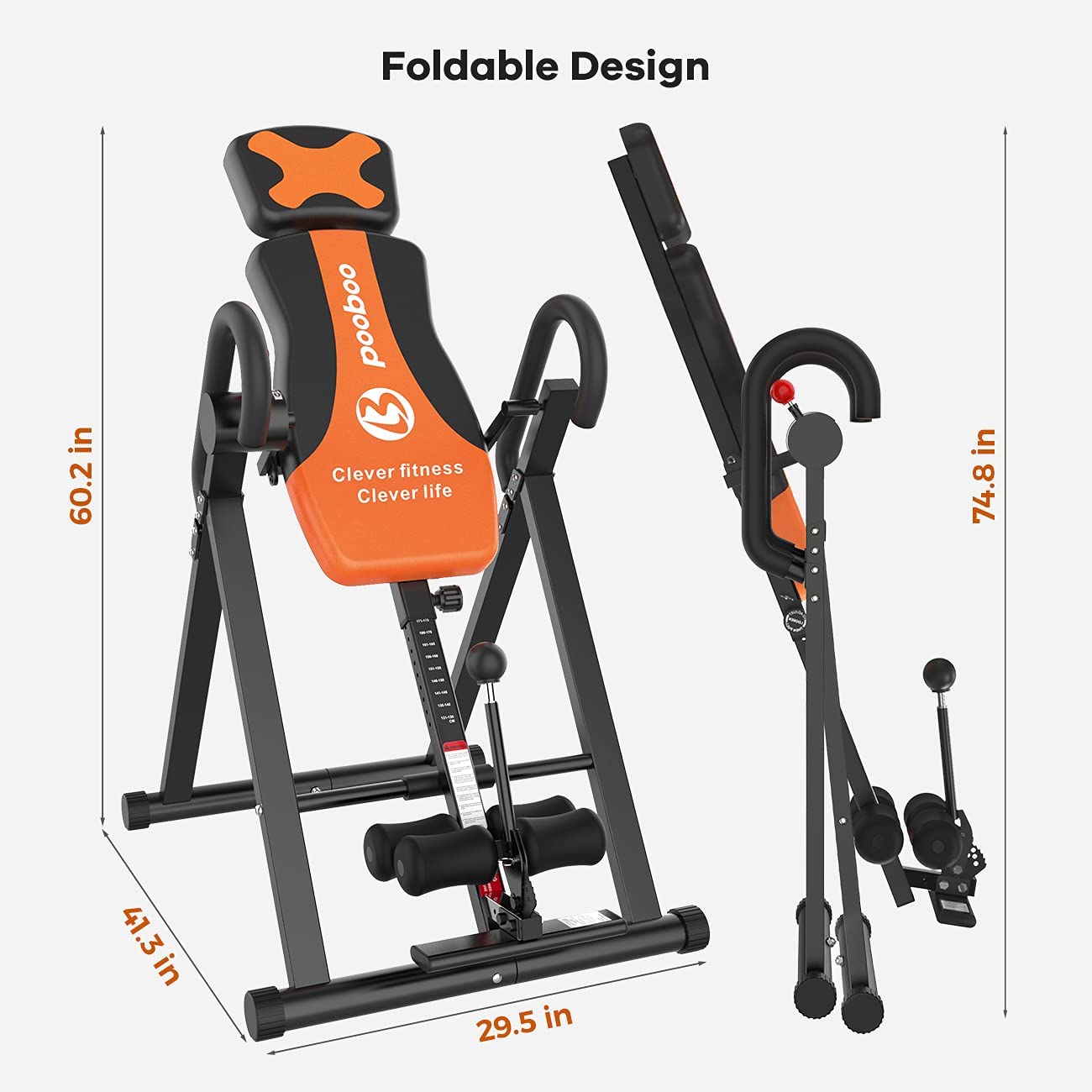 pooboo Inversion Table for Back Pain Relief Heavy Duty Foldable Back S ...