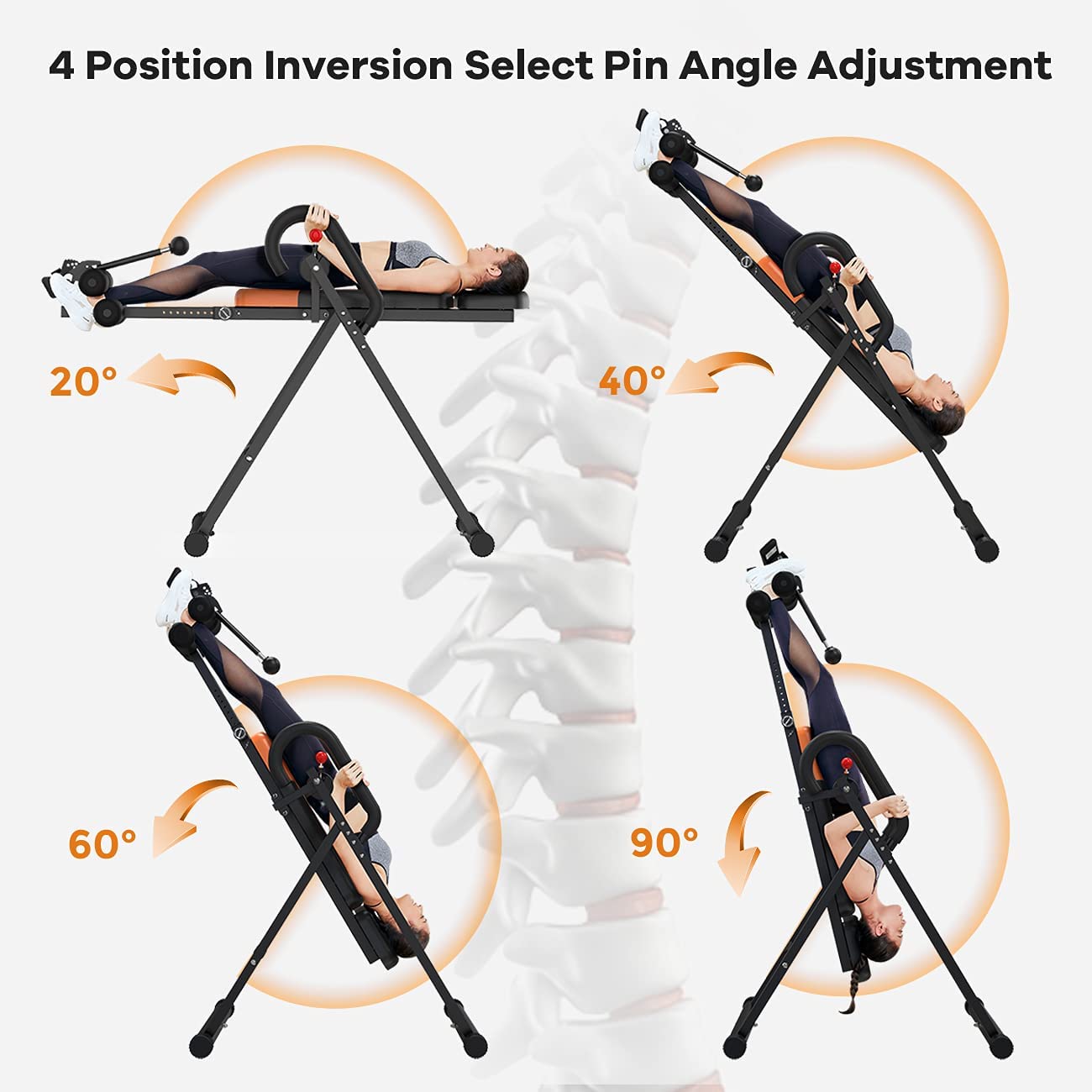 pooboo Inversion Table for Back Pain Relief Heavy Duty Foldable Back S ...