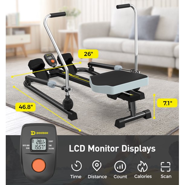 Pots Rowing Machine Pooboo Rowing Machine 12 Level Adjustable Resistance Hydraulic Exercis ...