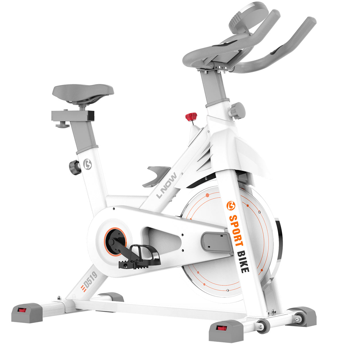 White Belt Drive Indoor Cycling Bike W Device Holder D519