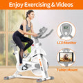 White Belt Drive Indoor Cycling Bike W/ Device Holder - D519